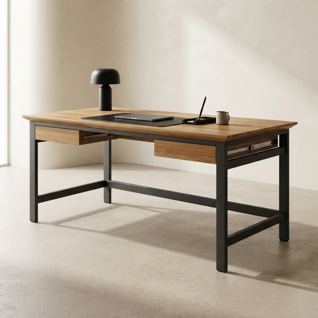 Escritorio Ejecutivo Pro en madera y acero negro