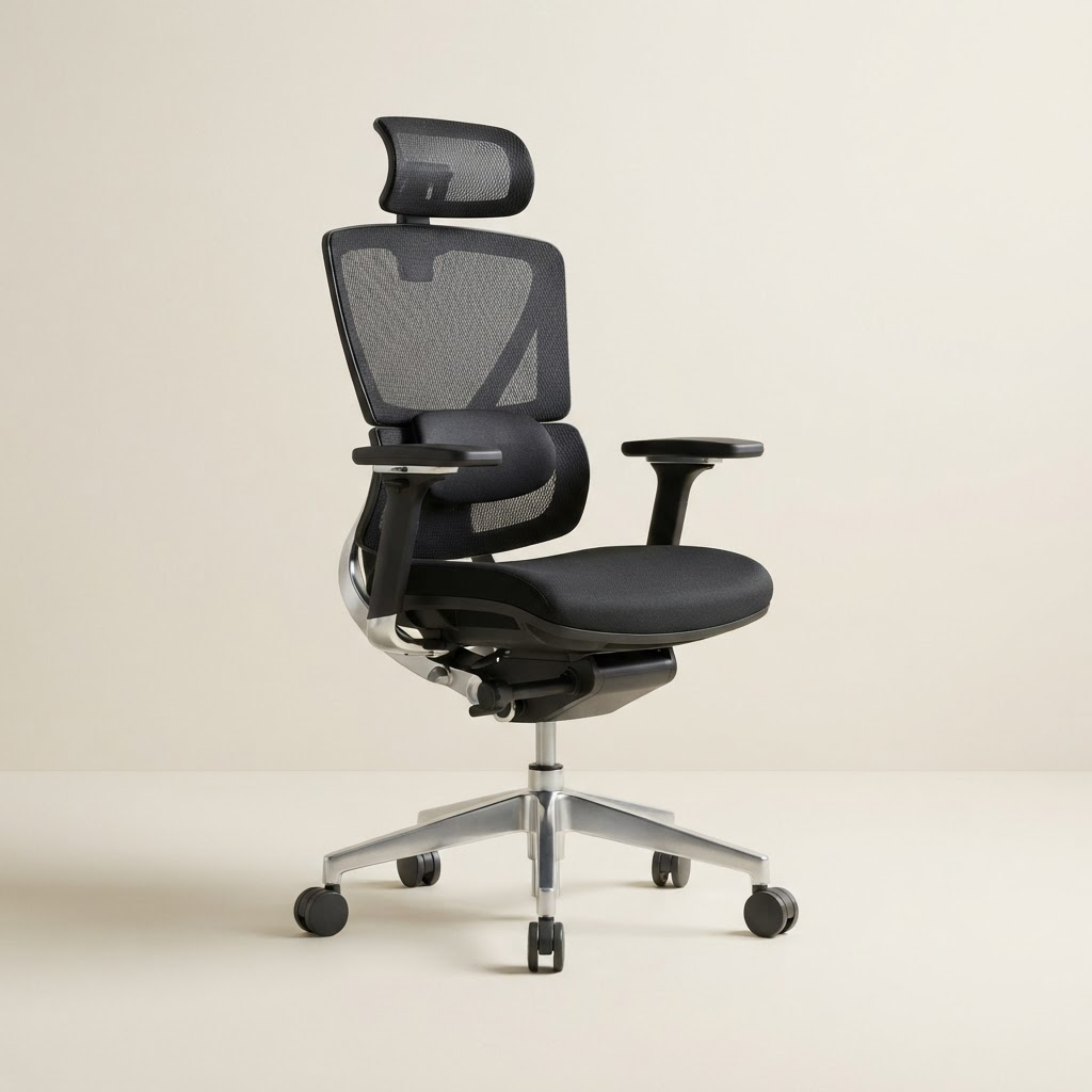 Silla Ergonómica Pro negra con soporte lumbar